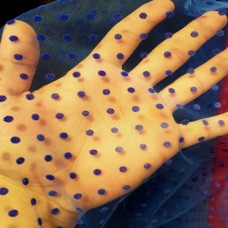 Ткань Сетка флок горох (электрик)